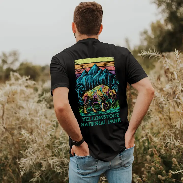 Colorful Bison Graphic T-Shirt – Customizable with Free Name/Message