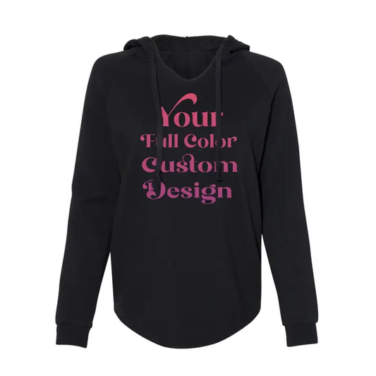 Full Color Custom Women’s Raw Edge Hoodie – Stylish and Personalized Comfort