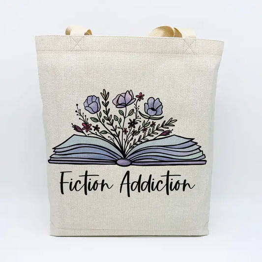 Fiction Addiction Canvas Tote Bag – Perfect for Book Lovers