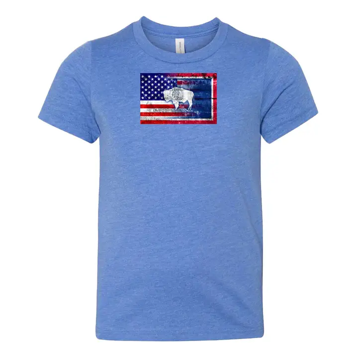 USA Wyoming flag Youth Toddler Baby T-Shirt - Kids Tee