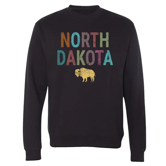 Distressed North Dakota Graphic Sweatshirt – Cozy & Vintage-Inspired Style