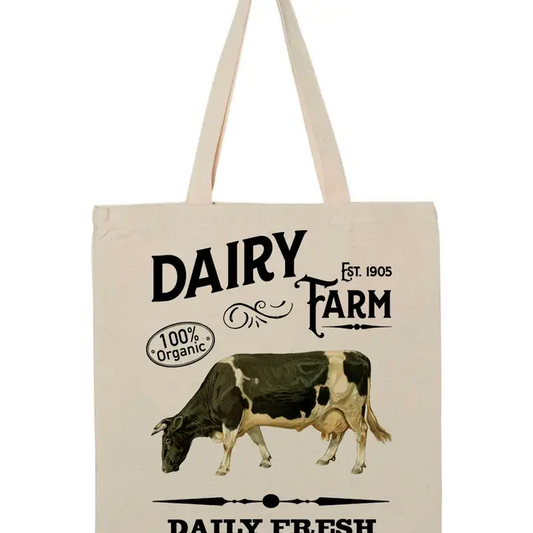 Dairy Farm Canvas Tote Bag – Rustic & Eco-Friendly Shopping Bag