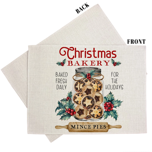 Christmas Bakery Mince Pies Placemat Xmas Holiday Season Placemat