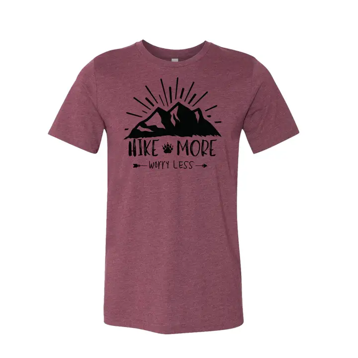 Hike More Worry Less Graphic T-Shirt – Adventure-Inspired Outdoor Tee