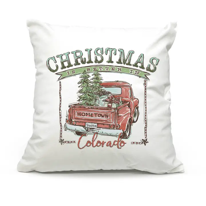 Christmas Is Better In Colorado Throw Pillow - Red Design