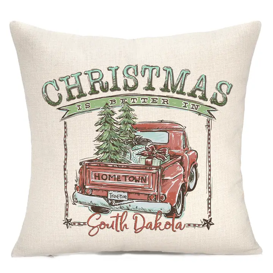 Christmas Is Better In South Dakota Throw Pillow - Red Design