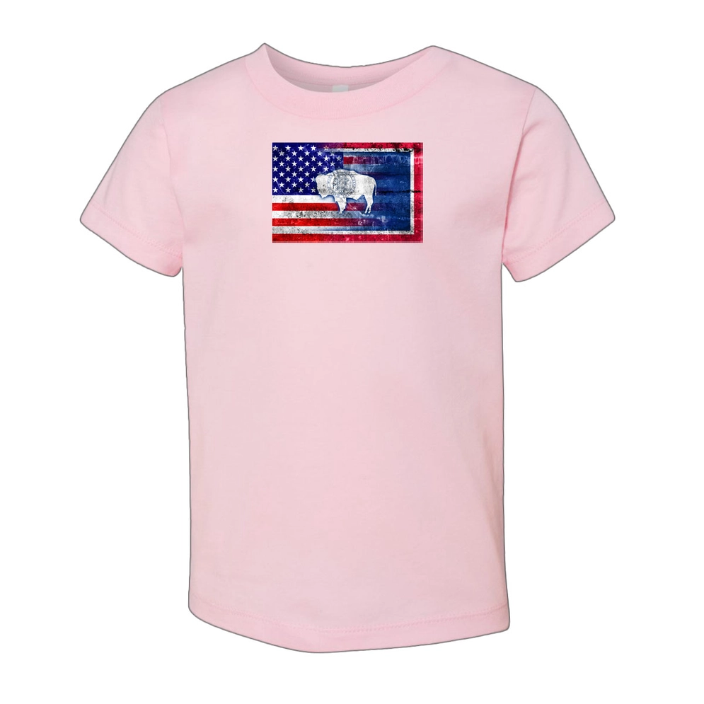 USA Wyoming flag Youth Toddler Baby T-Shirt - Kids Tee