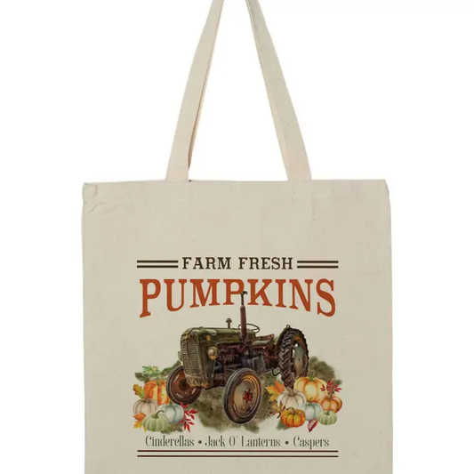 Farm Fresh Pumpkins Canvas Tote Bag – Rustic Fall Shopping & Market Bag