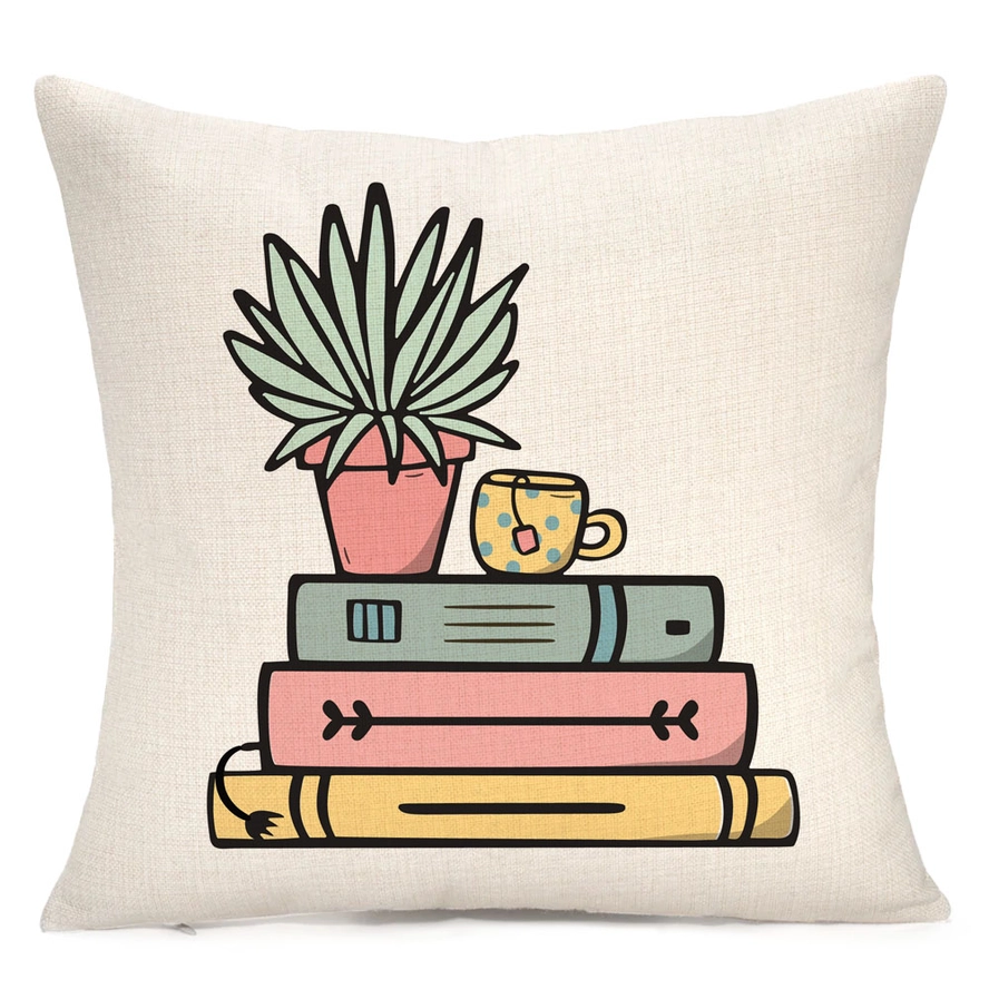 Books and Tea Premium quality pillow for Book readers Book worms and Reading lovers