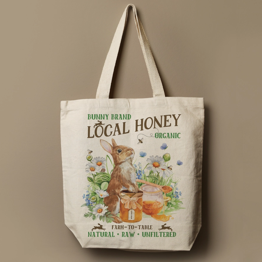 Local Honey Canvas Tote Bag  Bee Farmer Tote Bag Reusable Shopping Bag great for Shopping Grocery Beach Picnic