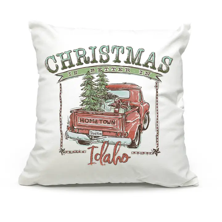 Christmas Is Better In Idaho Throw Pillow - Red Design