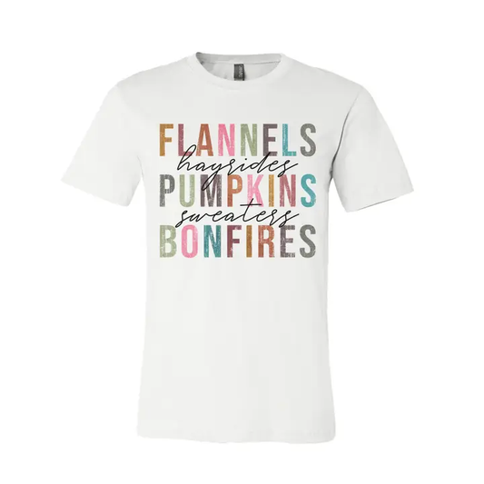 Flannel Pumpkins Bonfires T-Shirt – Cozy Fall Vibes Apparel