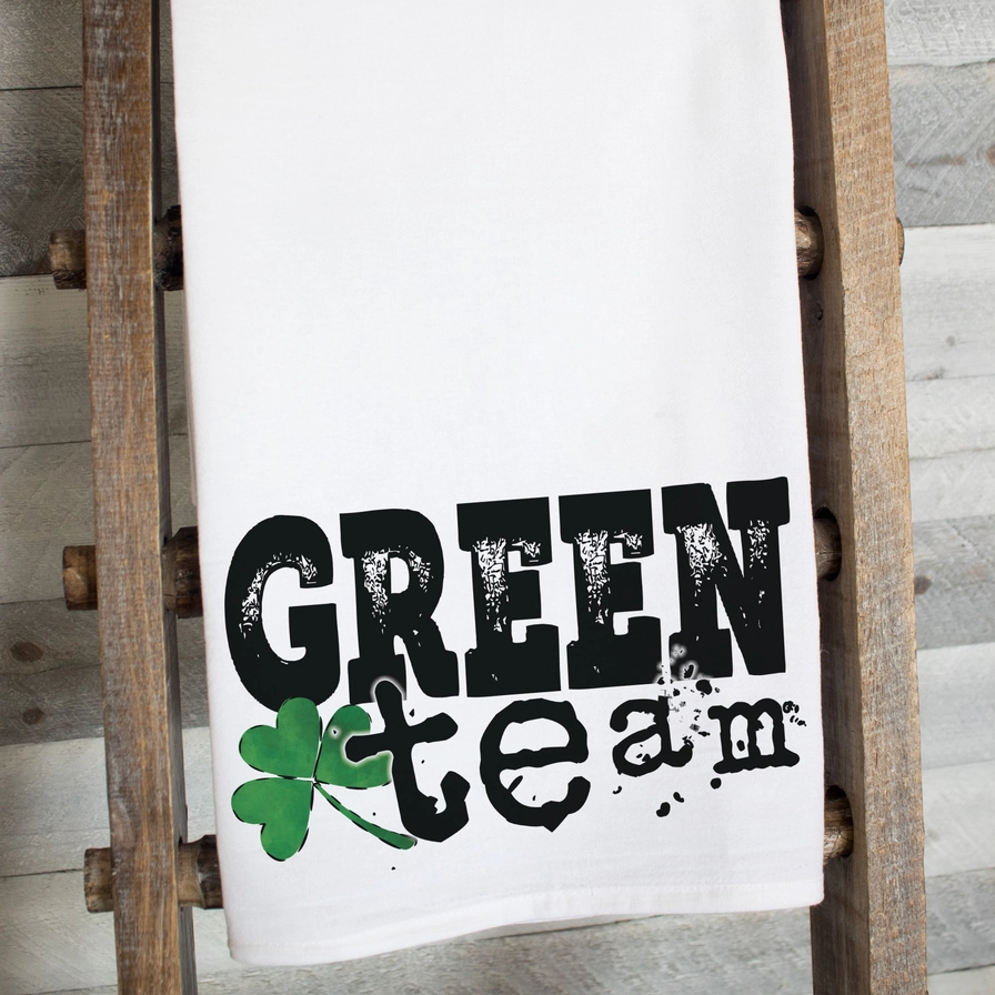 Green Team St. Patty’s Day Flour Sack Tea Towel – Festive Irish Kitchen Decor