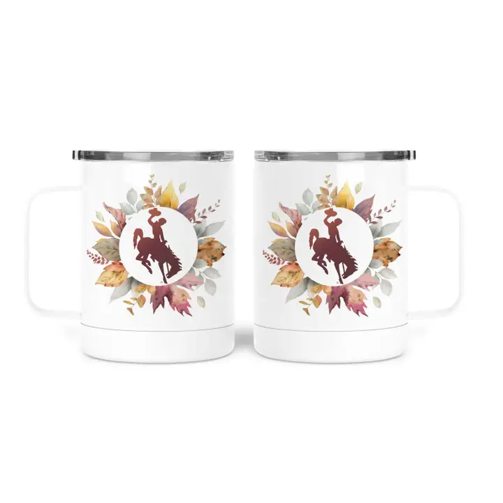 Autumn Leaves Wyoming Steamboat 13oz Travel Mug – Cozy Fall Adventure Mug