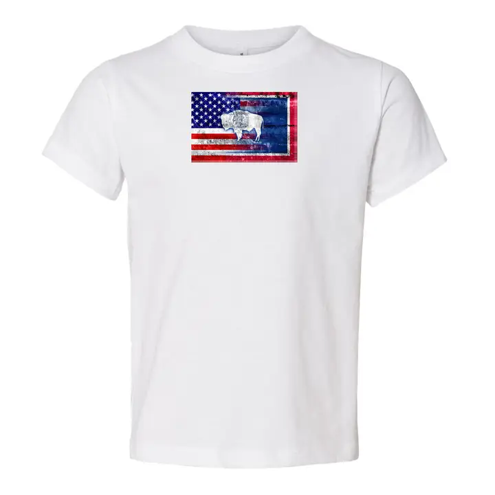 USA Wyoming flag Youth Toddler Baby T-Shirt - Kids Tee