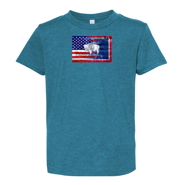 USA Wyoming flag Youth Toddler Baby T-Shirt - Kids Tee