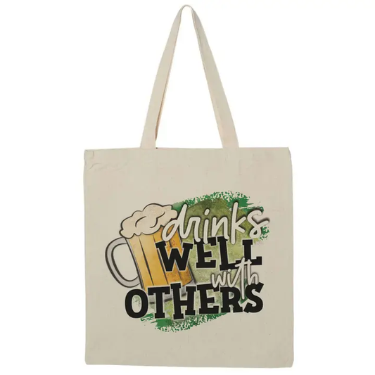Drinks Well with Others Canvas Tote Bag – St. Patrick's Day Party Essential