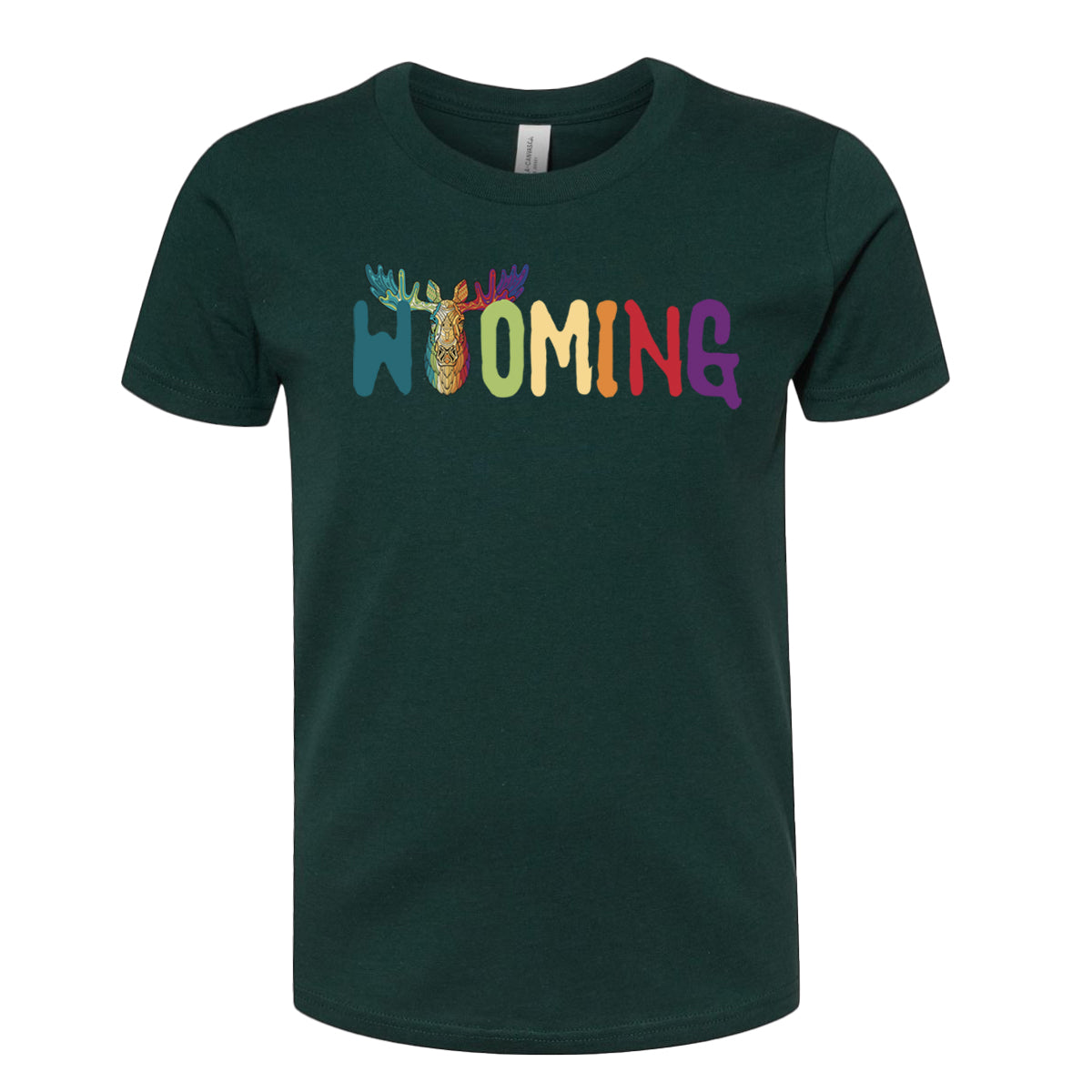 Colorful Wyoming Moose Youth Toddler Baby T-Shirt – Fun Wildlife Kids Tee