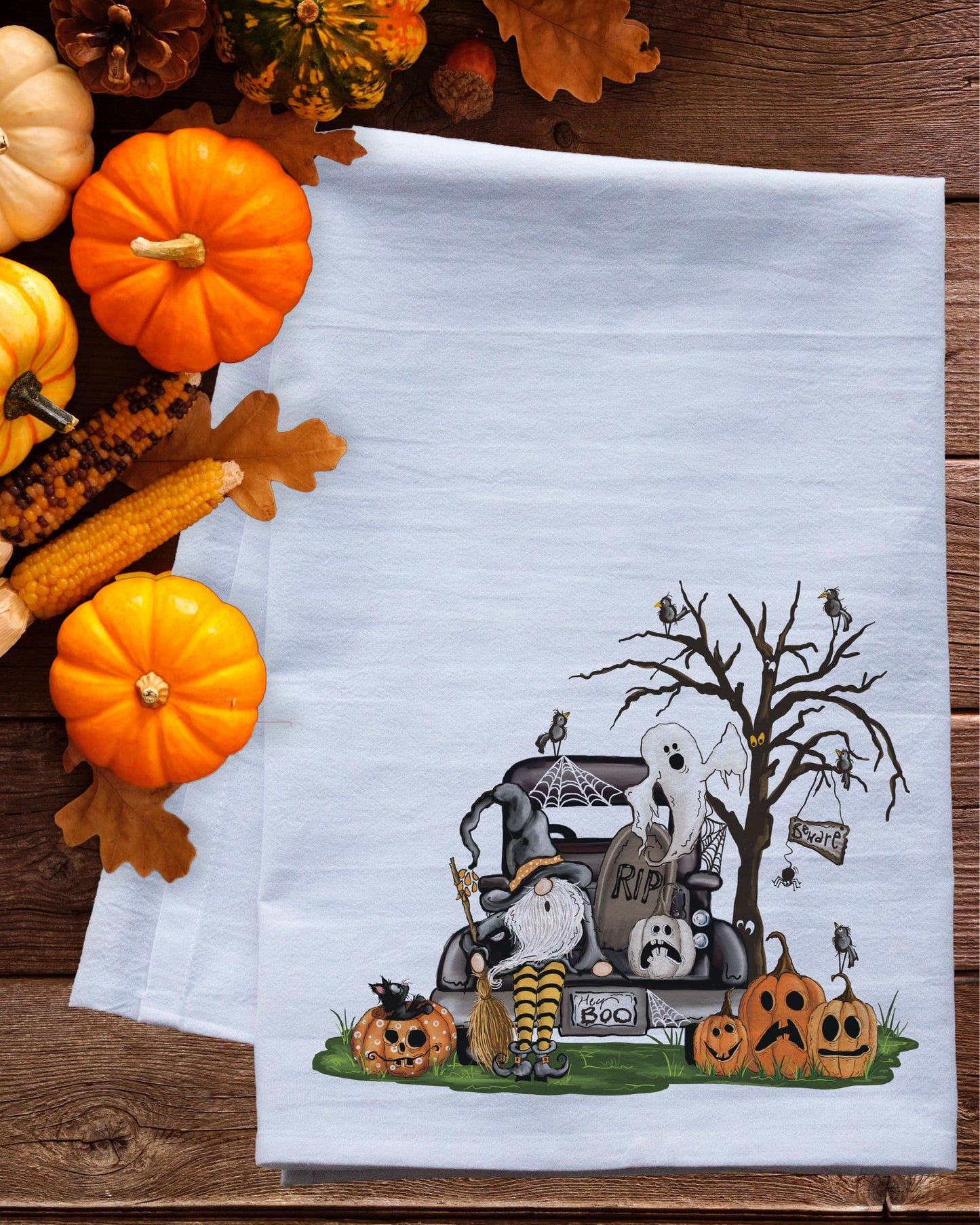 Hey Boo Halloween Tea Towel