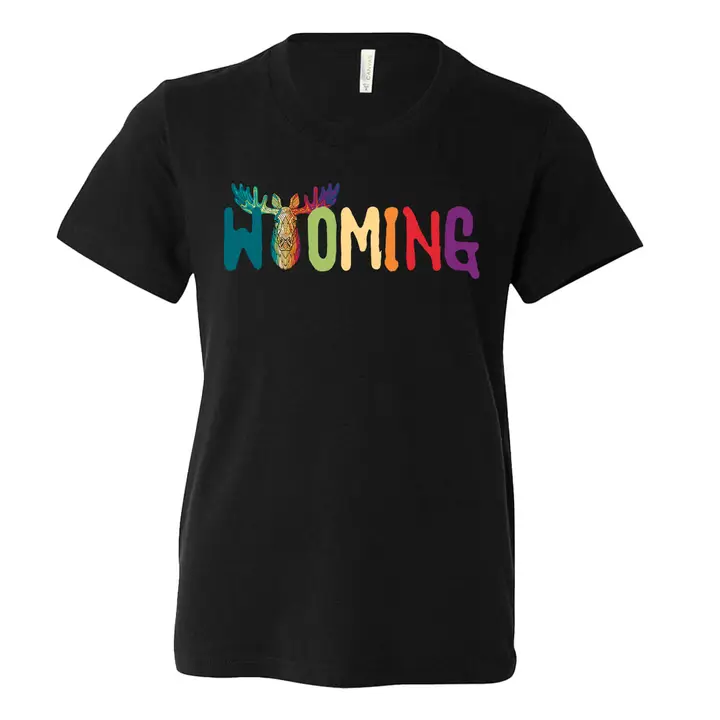 Colorful Wyoming Moose Youth Toddler Baby T-Shirt – Fun Wildlife Kids Tee