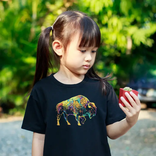 Colorful Bison Youth Toddler Baby T-Shirt - Kids Tee