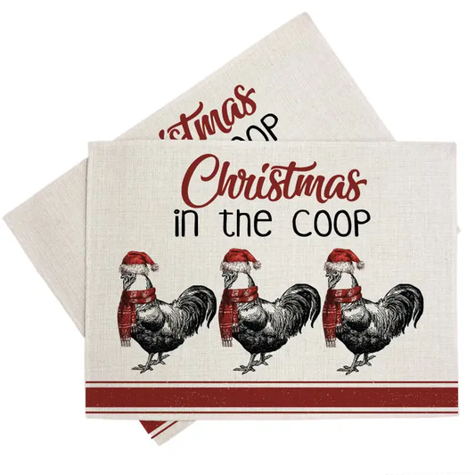 Christmas in the Coop Reversible Linen Placemat