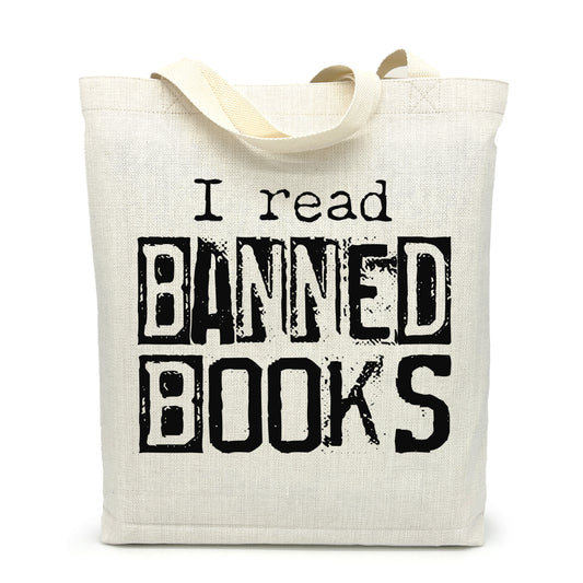 I Read Banned Books Canvas Tote Bag, Book Lover Shopping Bag