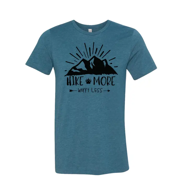 Hike More Worry Less Graphic T-Shirt – Adventure-Inspired Outdoor Tee