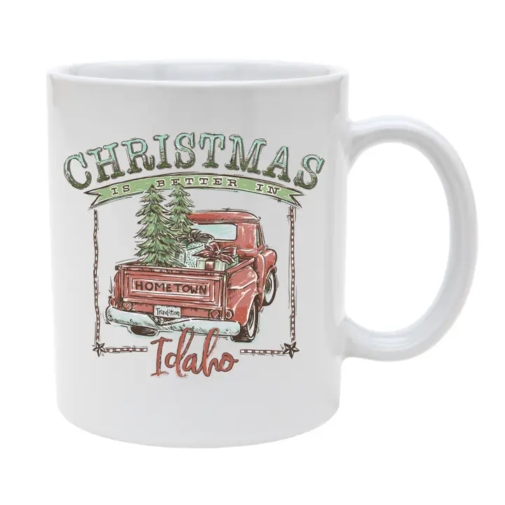 Christmas is Better in Idaho White Ceramic Mug - Red Design