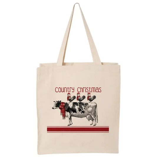 Country Christmas Canvas Tote Bag