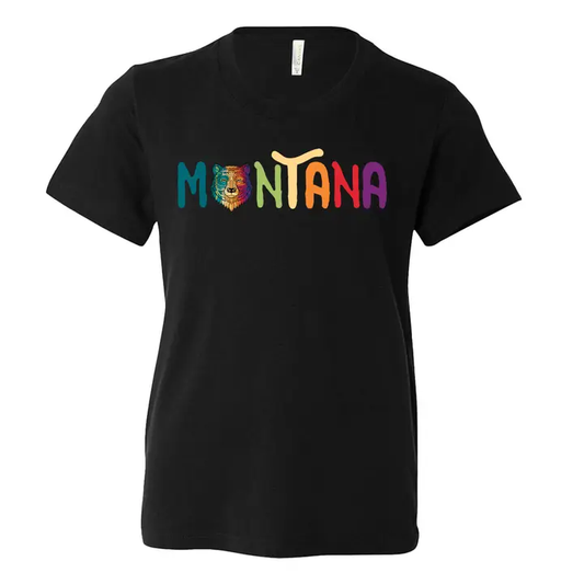 Colorful Montana Bear Youth Toddler Baby T-Shirt – Fun Wildlife Kids Tee