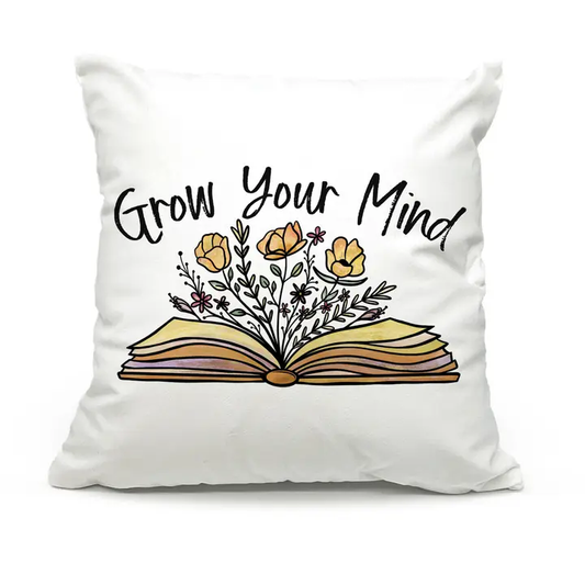 Grow Your Mind Book Throw Pillow