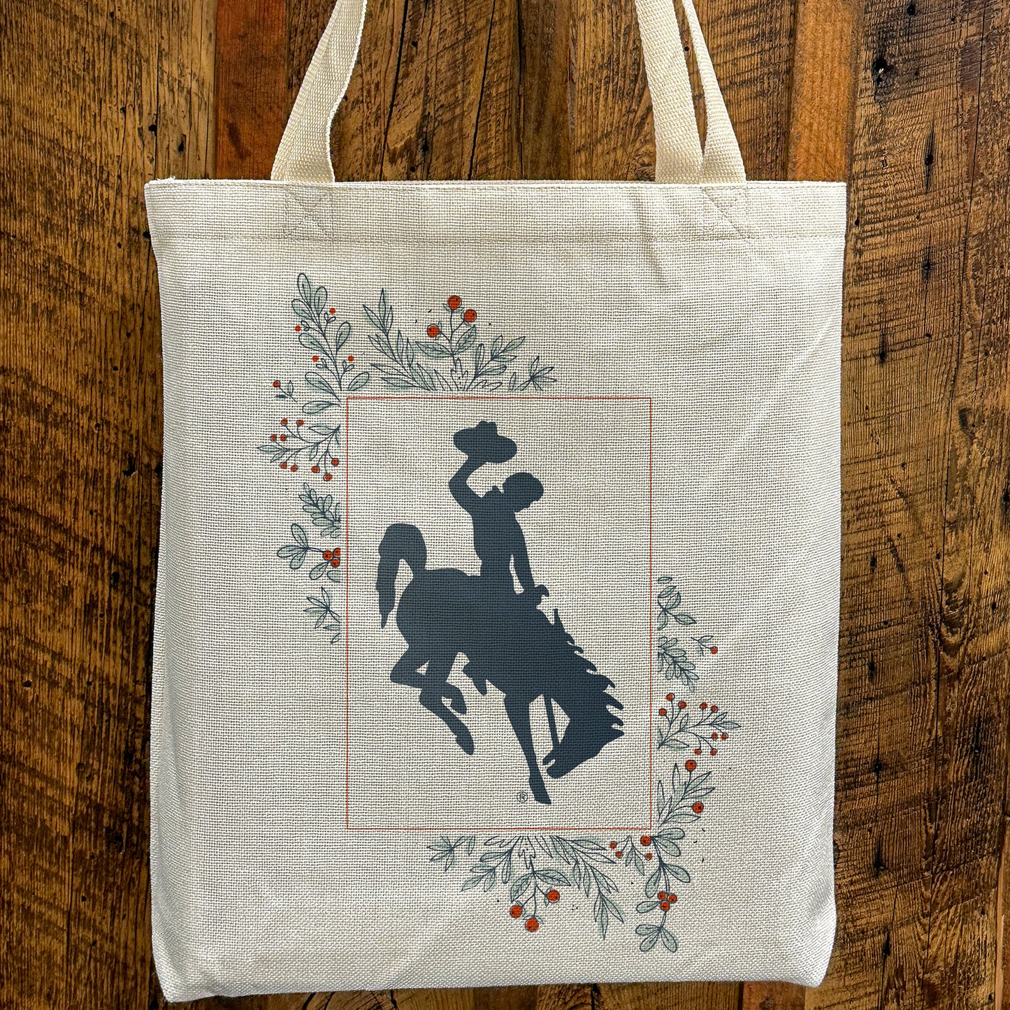 Contemporary Framed Bucking Horse With Winter Florals