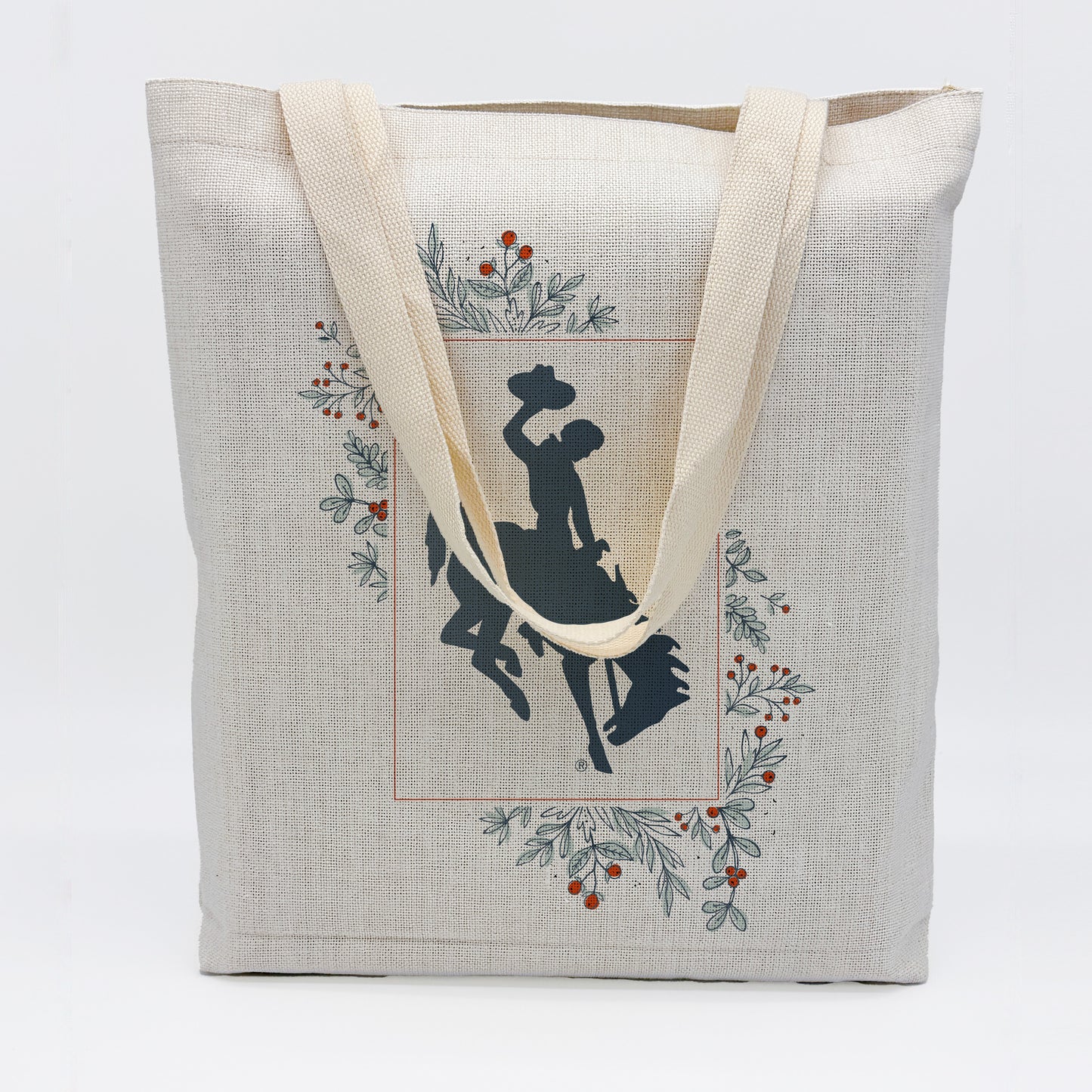 Contemporary Framed Bucking Horse With Winter Florals