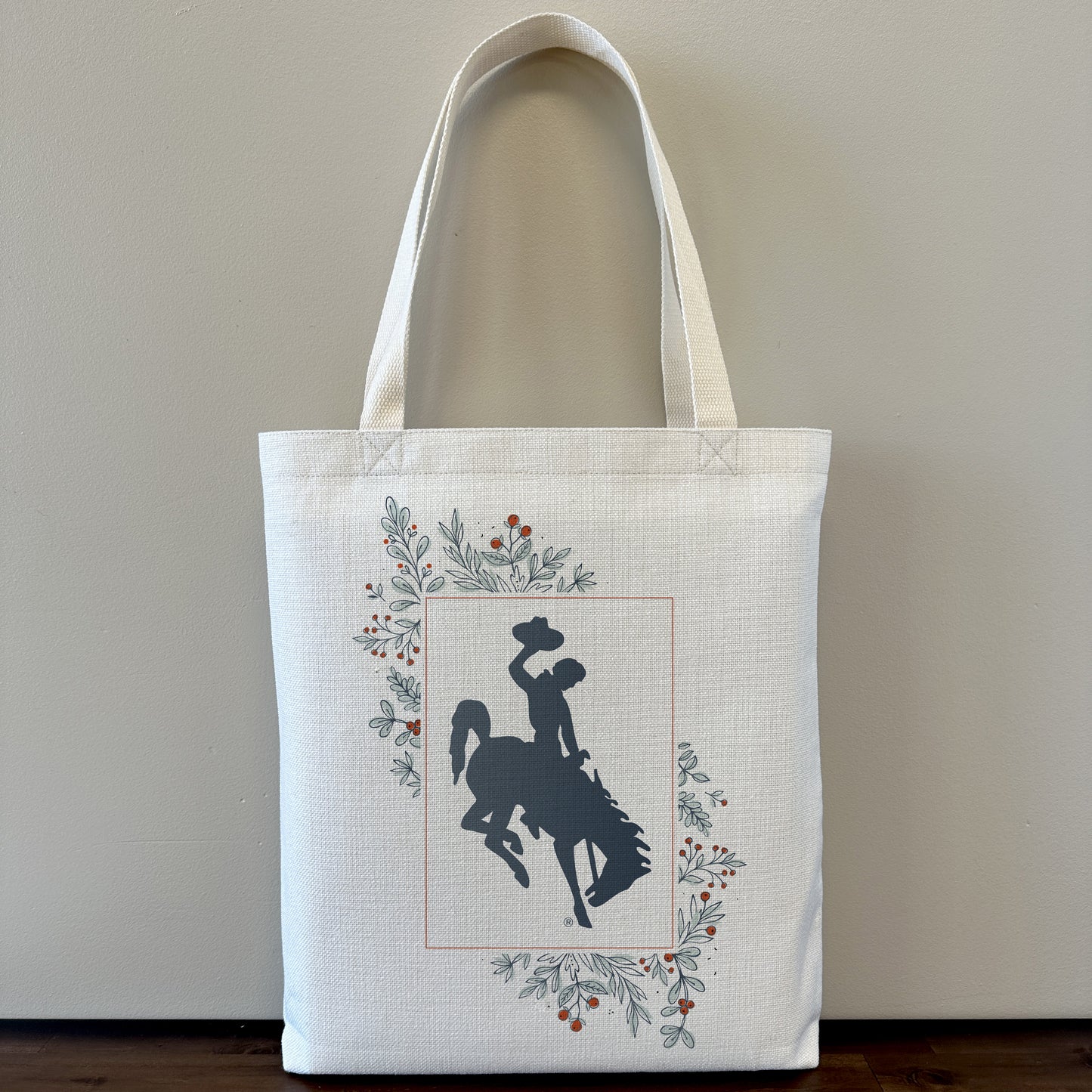 Contemporary Framed Bucking Horse With Winter Florals