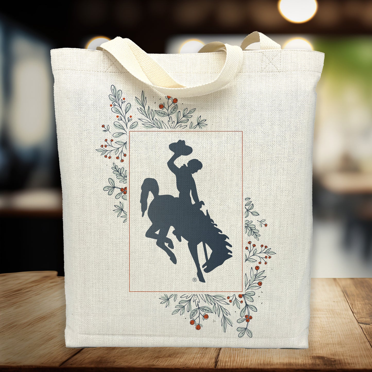 Contemporary Framed Bucking Horse With Winter Florals