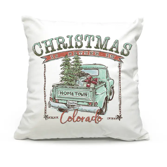 Christmas Is Better In Colorado Throw Pillow - Teal Design