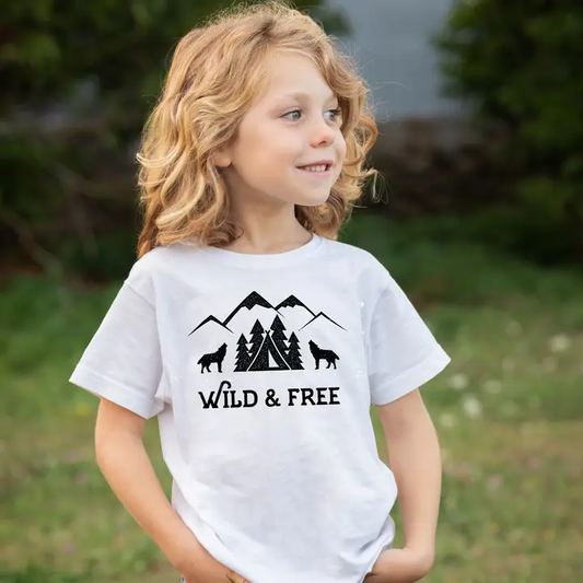 Wild & Free Wolves Youth Toddler Baby T-Shirt - Kids Tee