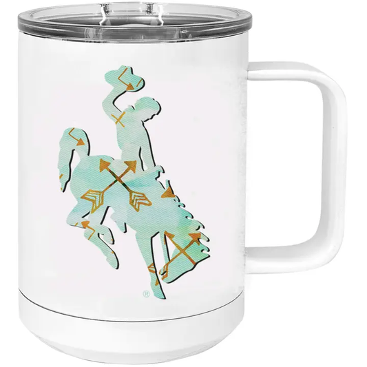 Blue Arrow Wyoming Bucking Horse 12oz Travel Mug – Compact & Stylish Drinkware