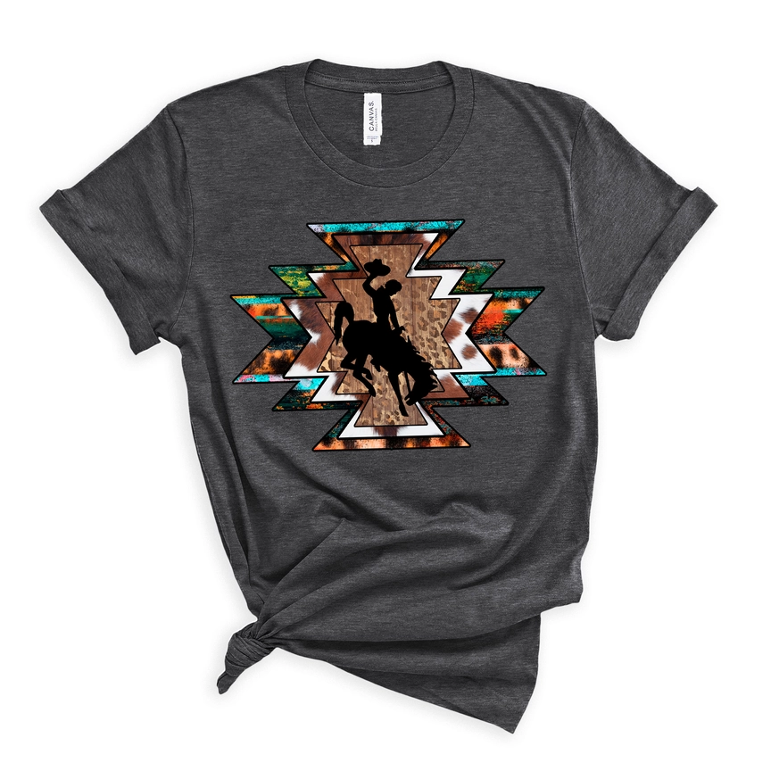 Aztec Style Wyoming Steamboat Graphic T-Shirt – Bold Western Fashion