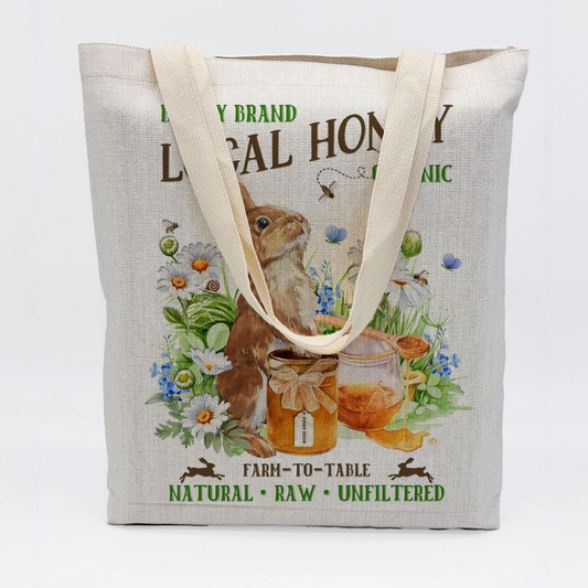 Local Honey Canvas Tote Bag  Bee Farmer Tote Bag Reusable Shopping Bag great for Shopping Grocery Beach Picnic