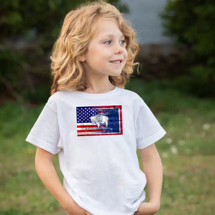 USA Wyoming flag Youth Toddler Baby T-Shirt - Kids Tee