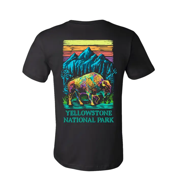 Colorful Bison Graphic T-Shirt – Customizable with Free Name/Message