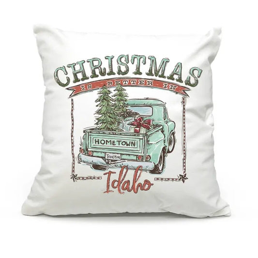 Christmas Is Better In Idaho Throw Pillow - Teal Design