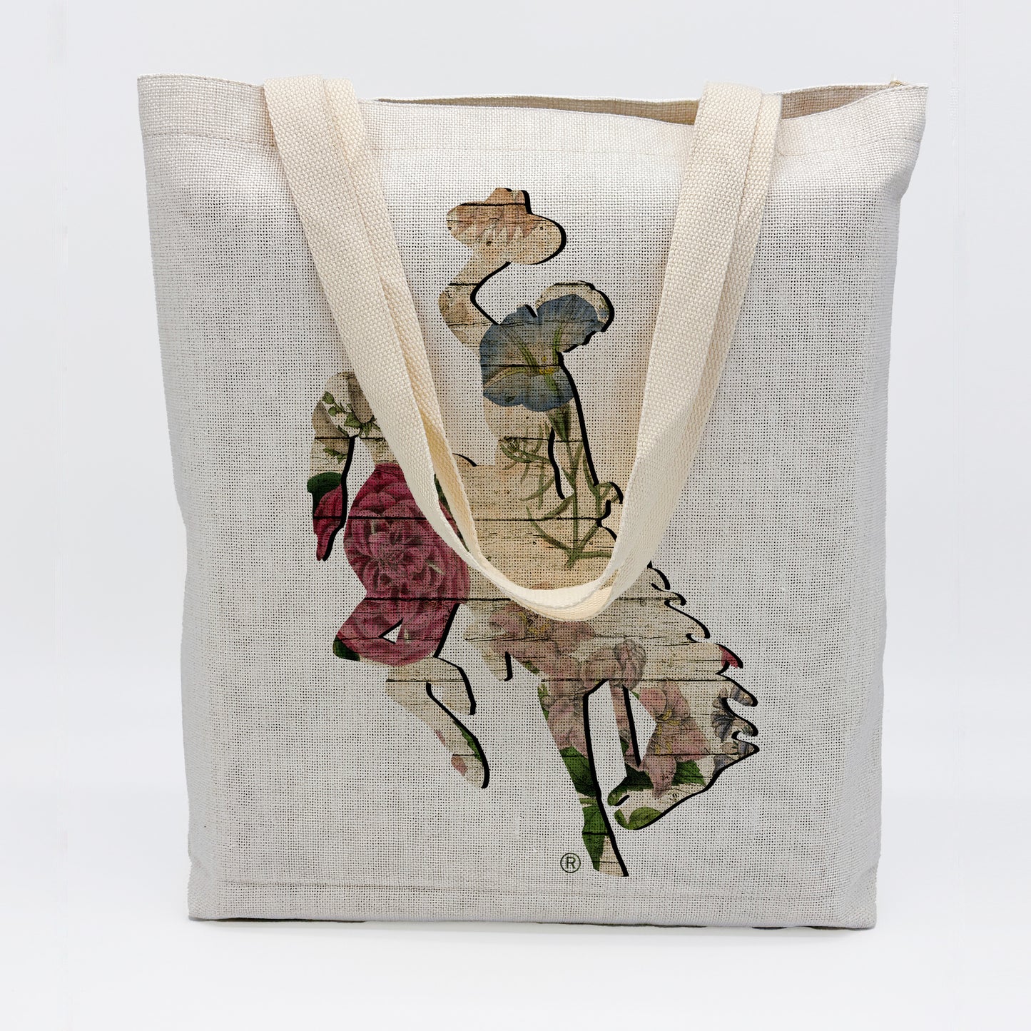 Floral Barnwood Bucking Horse Tote