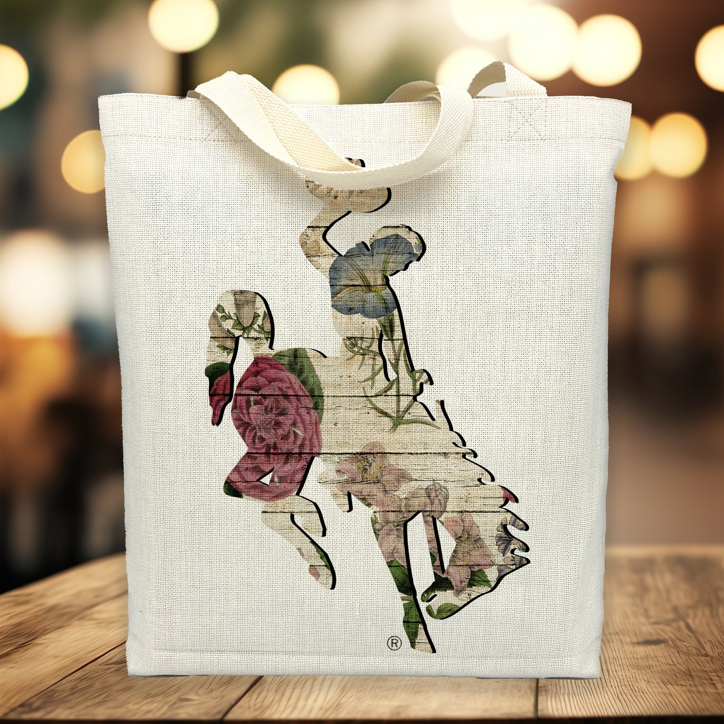 Floral Barnwood Bucking Horse Tote