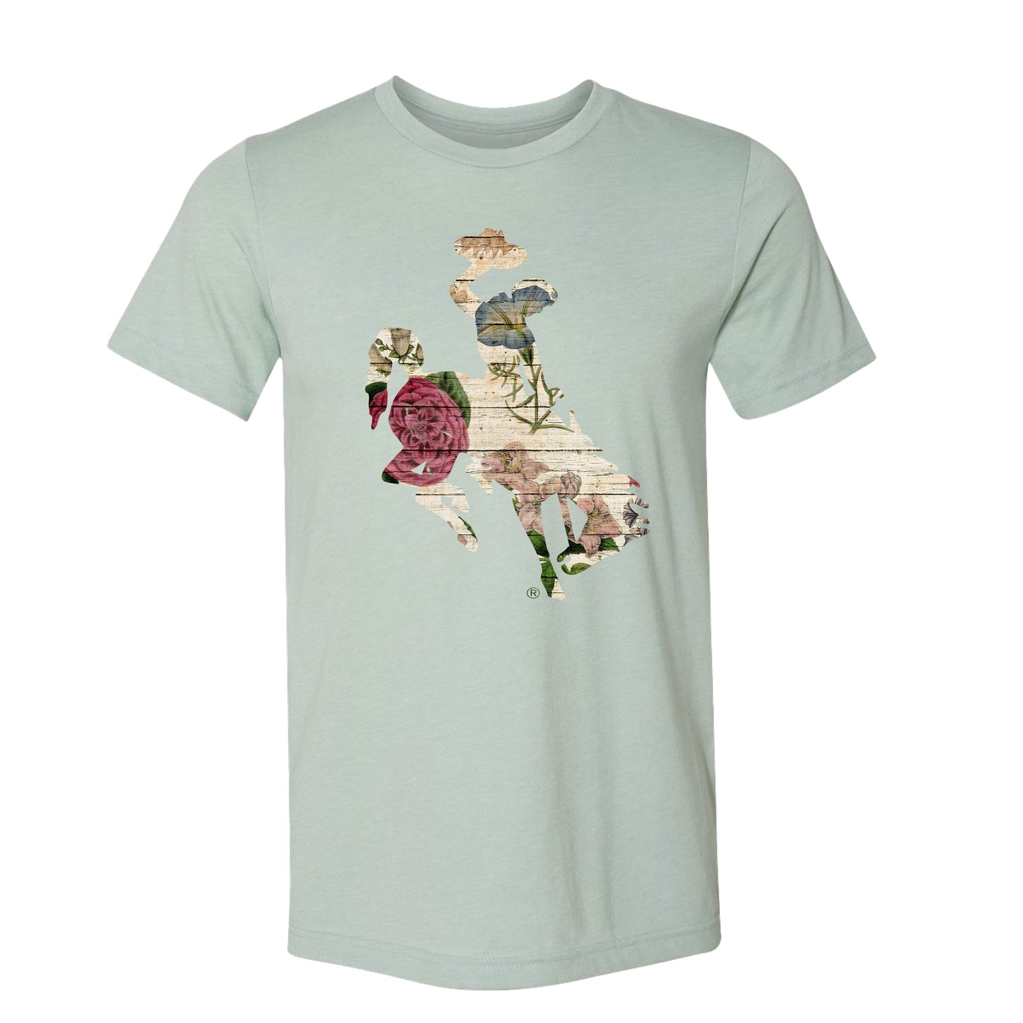 Floral Barnwood Bucking Horse T-Shirt