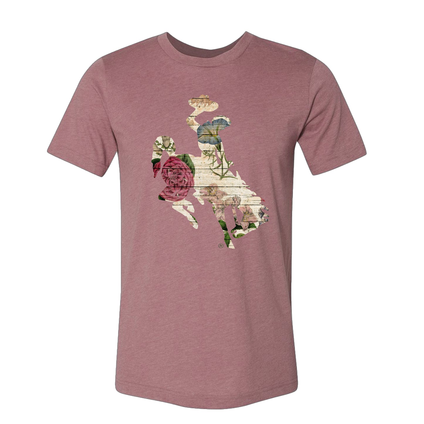Floral Barnwood Bucking Horse T-Shirt