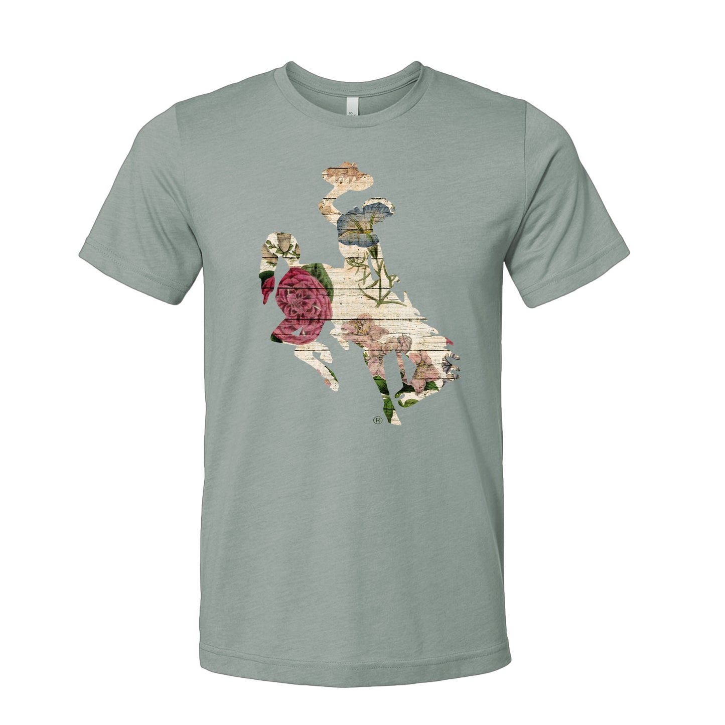 Floral Barnwood Bucking Horse T-Shirt