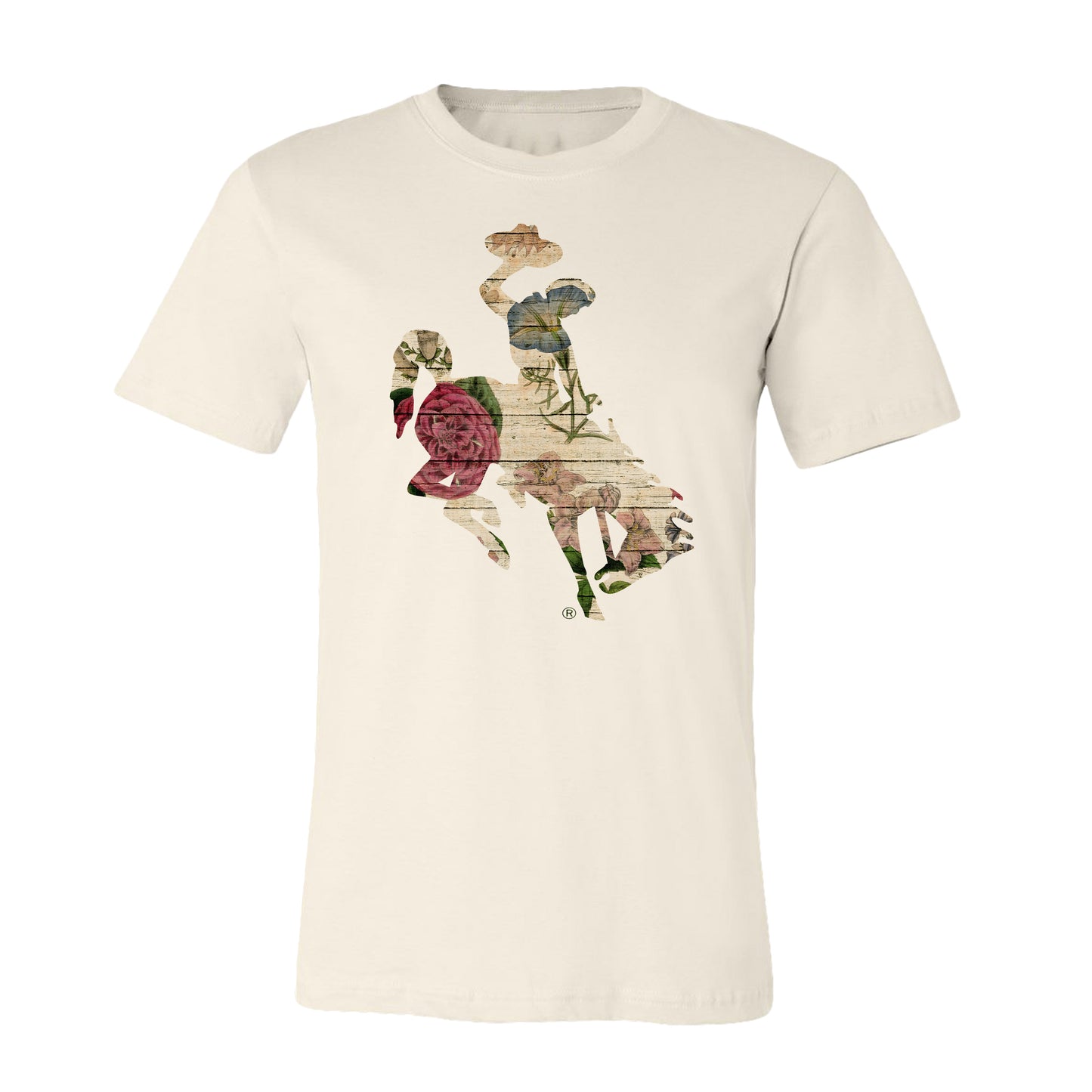Floral Barnwood Bucking Horse T-Shirt